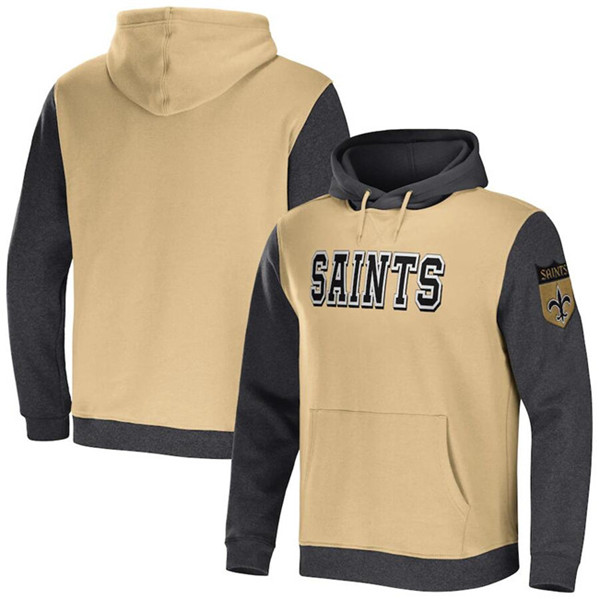 New Orleans Saints x Darius Rucker Collection Gold/Charcoal Colorblock Pullover Hoodie